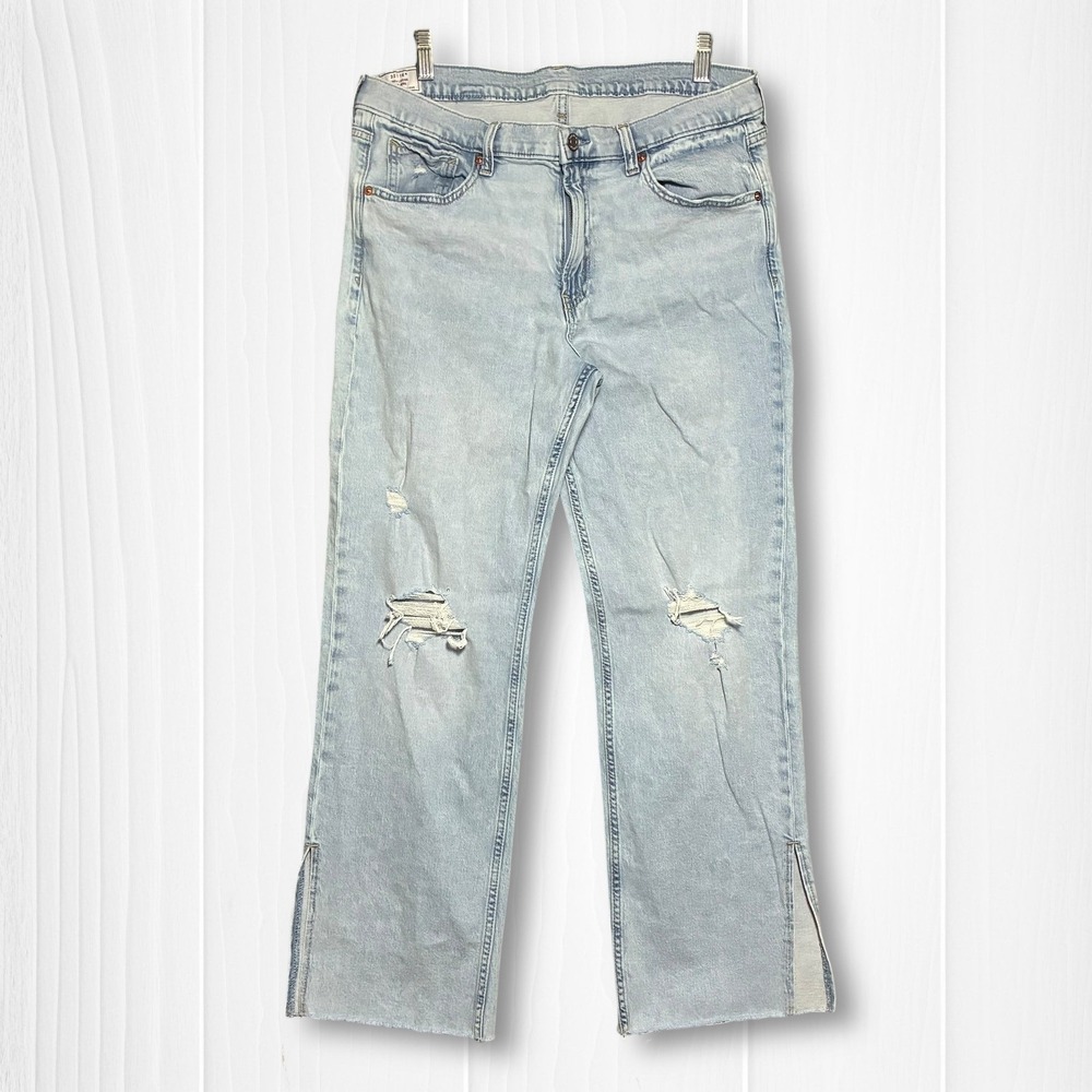 GAP 90s Loose Mid Rise Distressed Light Wash Denim Jeans‎ Women's 32/16R